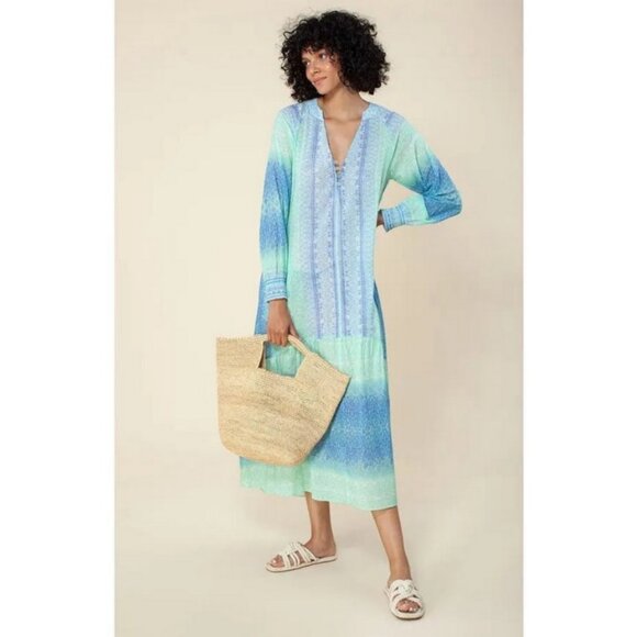 💕HALE BOB💕 Leta Maxi Dress ~ Blue Green Medium NWOT - Picture 1 of 4